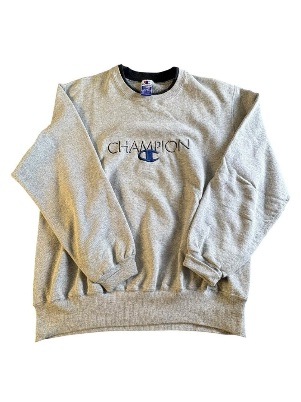 Vintage Champion Embroidered Logo Crewneck Sweatshirt Gray XL USA Style